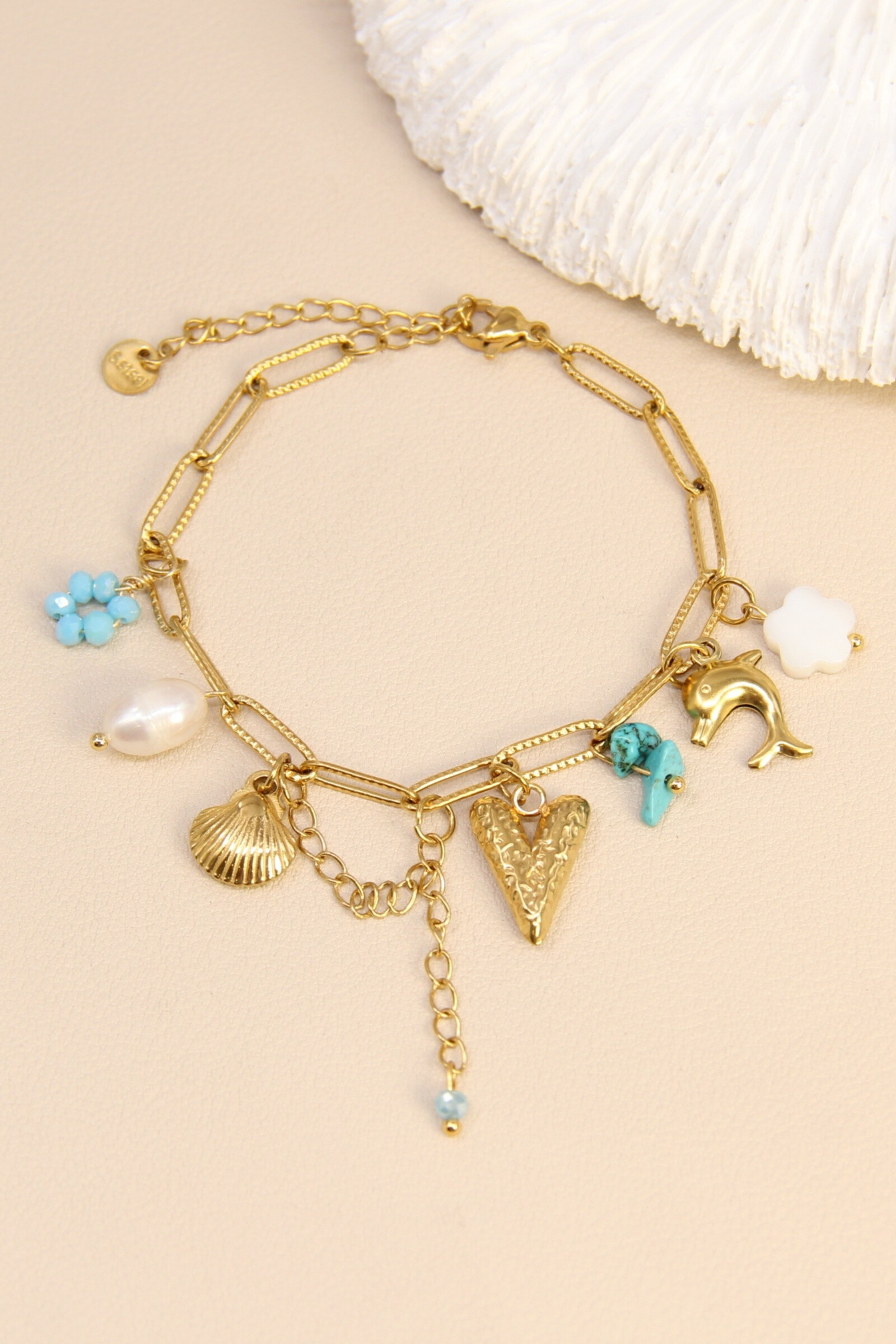 Mayorista Bellissima - Pulsera de acero inoxidable - eslabones modernos y encantadores dijes