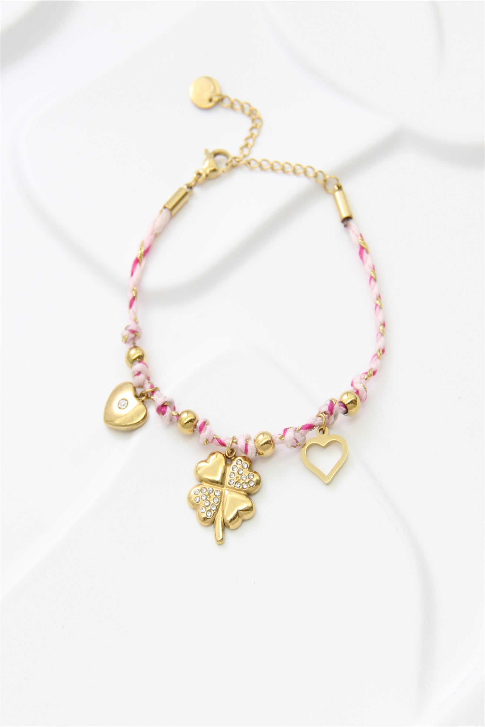 Grossiste Bellissima - Bracelet Porte-Bonheur Cordon Tressé & Charms Dorés