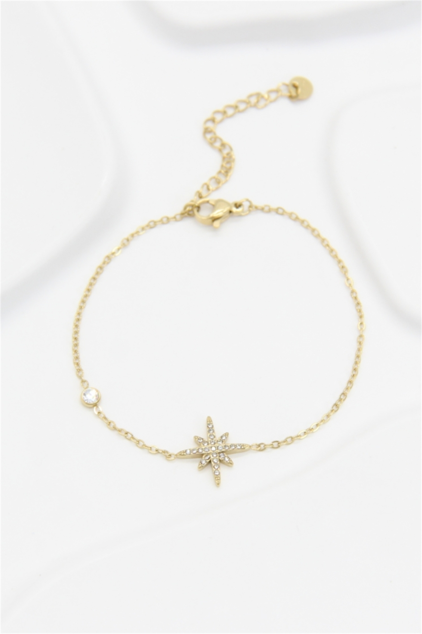 Grossista Bellissima - Bracciale Donna Stella in Acciaio Inossidabile Dorato – Sottile e Regolabile