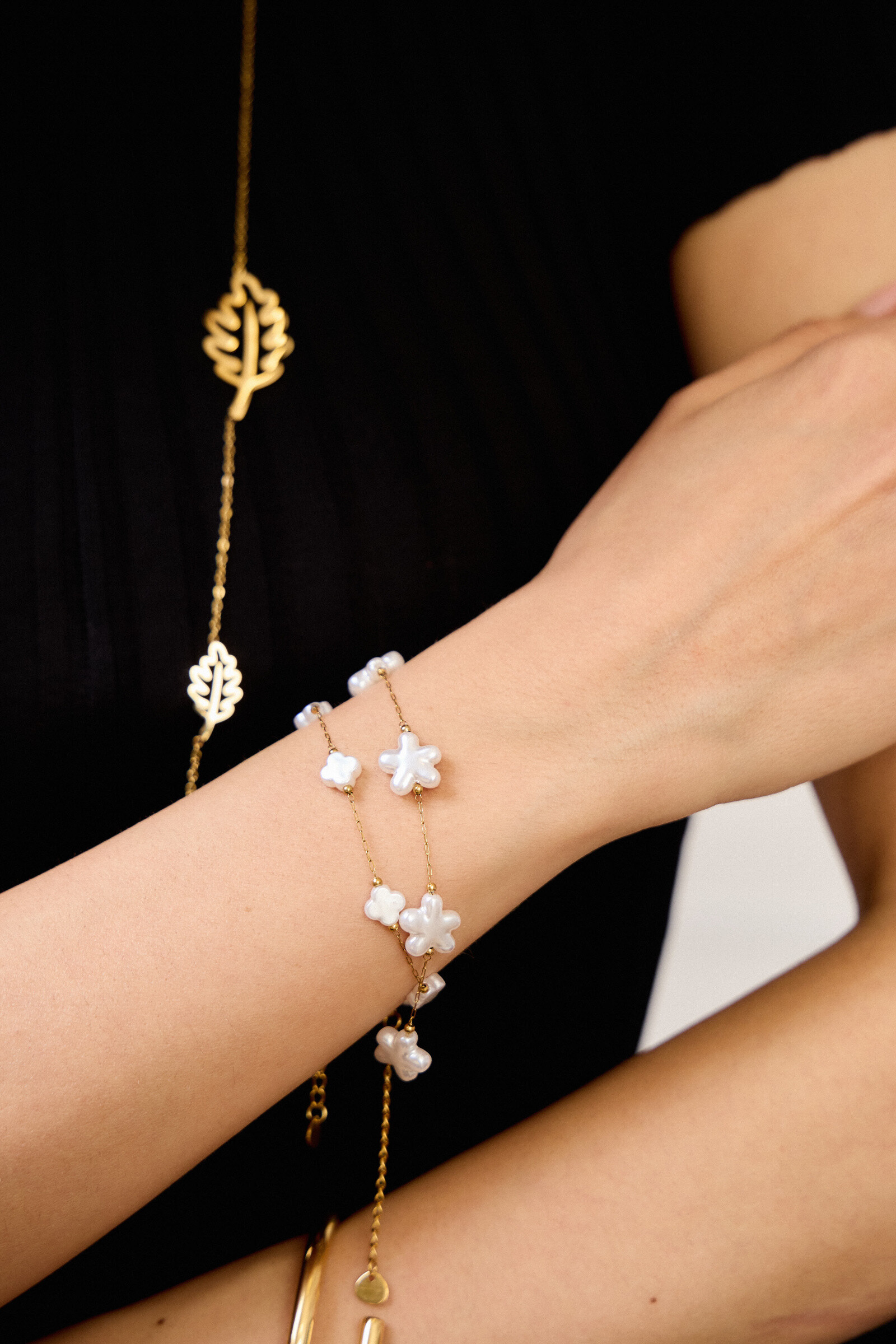 Mayorista Bellissima - Braceleta de perlas y estrellas - Shine de acero celestial de acero