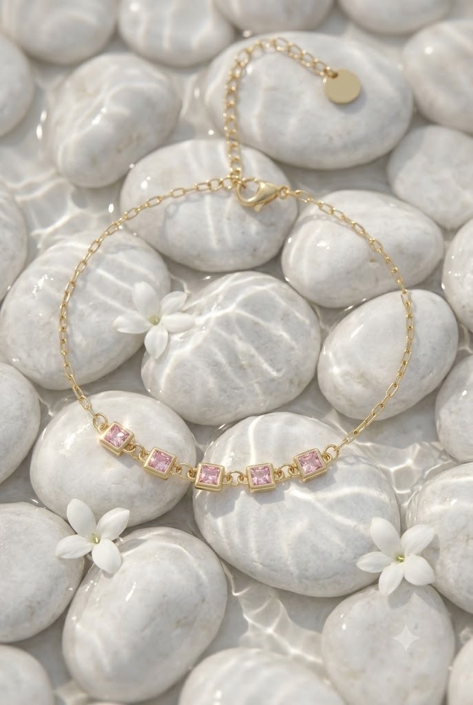 Mayorista Bellissima - Pulsera de Acero Inoxidable con Strass Rosa – Un Toque de Suavidad y Elegancia
