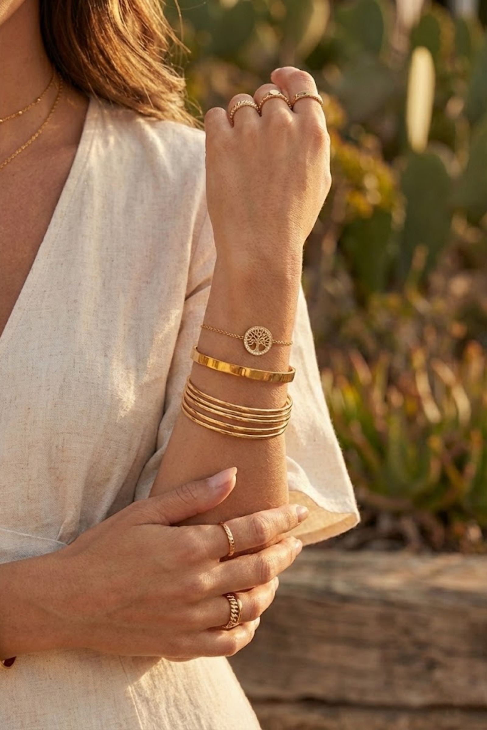 Grossiste Bellissima - Bracelet arbre de vie doré en acier inoxydable – Ajustable