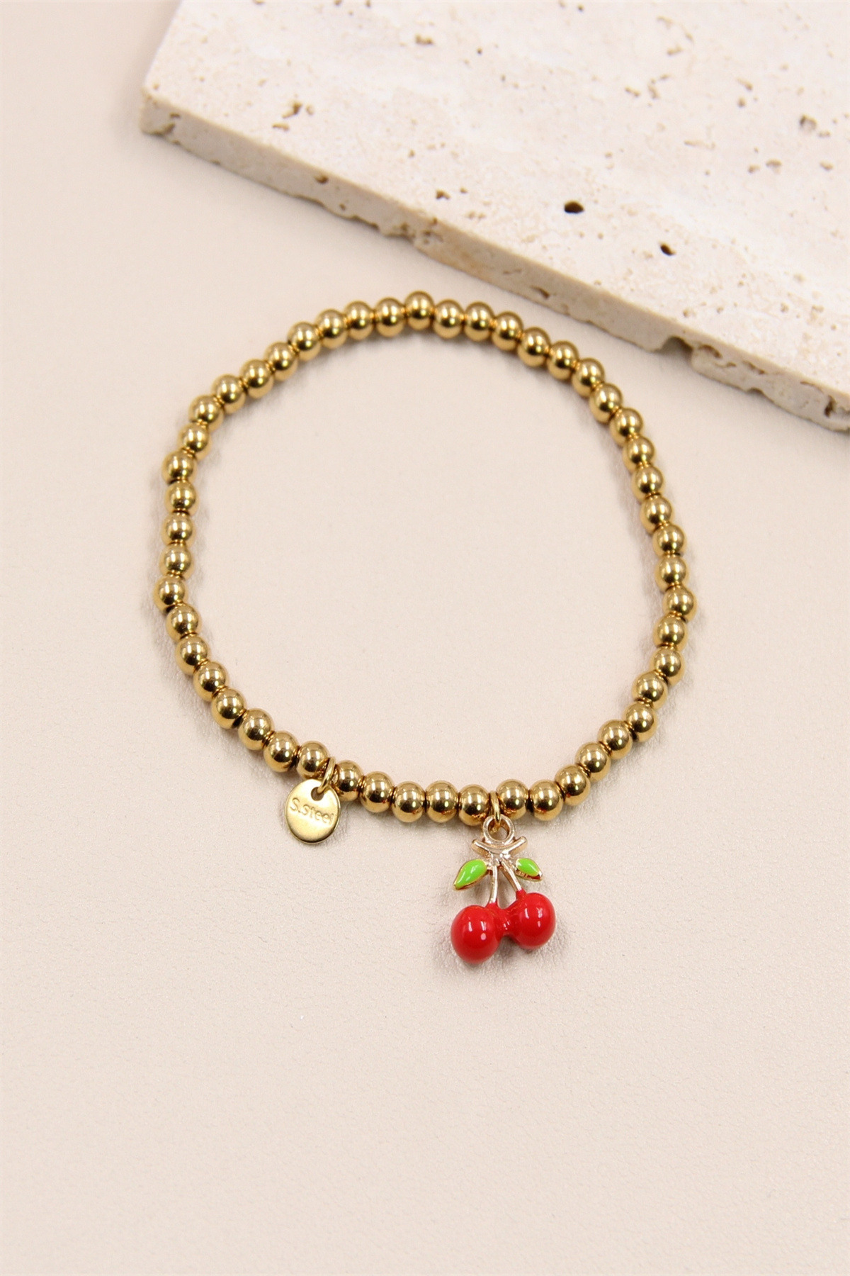 Grossiste Bellissima - Bracelet Élastique Cerise en Acier Inoxydable - Fun et Élégant