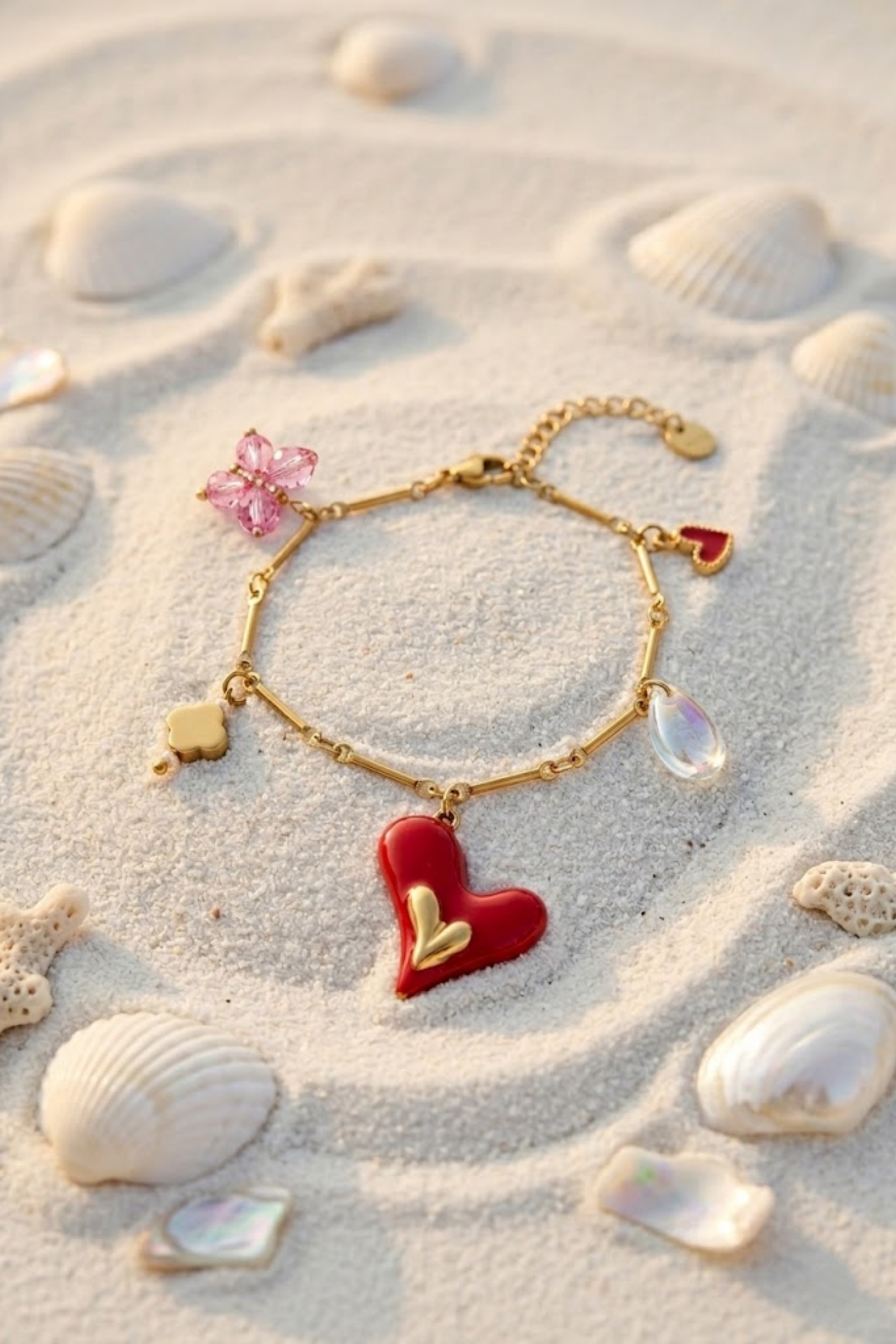 Grossiste Bellissima - Bracelet Cœur Rouge en Acier Inoxydable