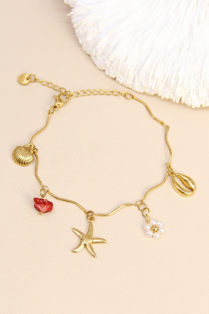 Mayorista Bellissima - Pulsera de acero inoxidable - encantos marinos y cadena ondulada
