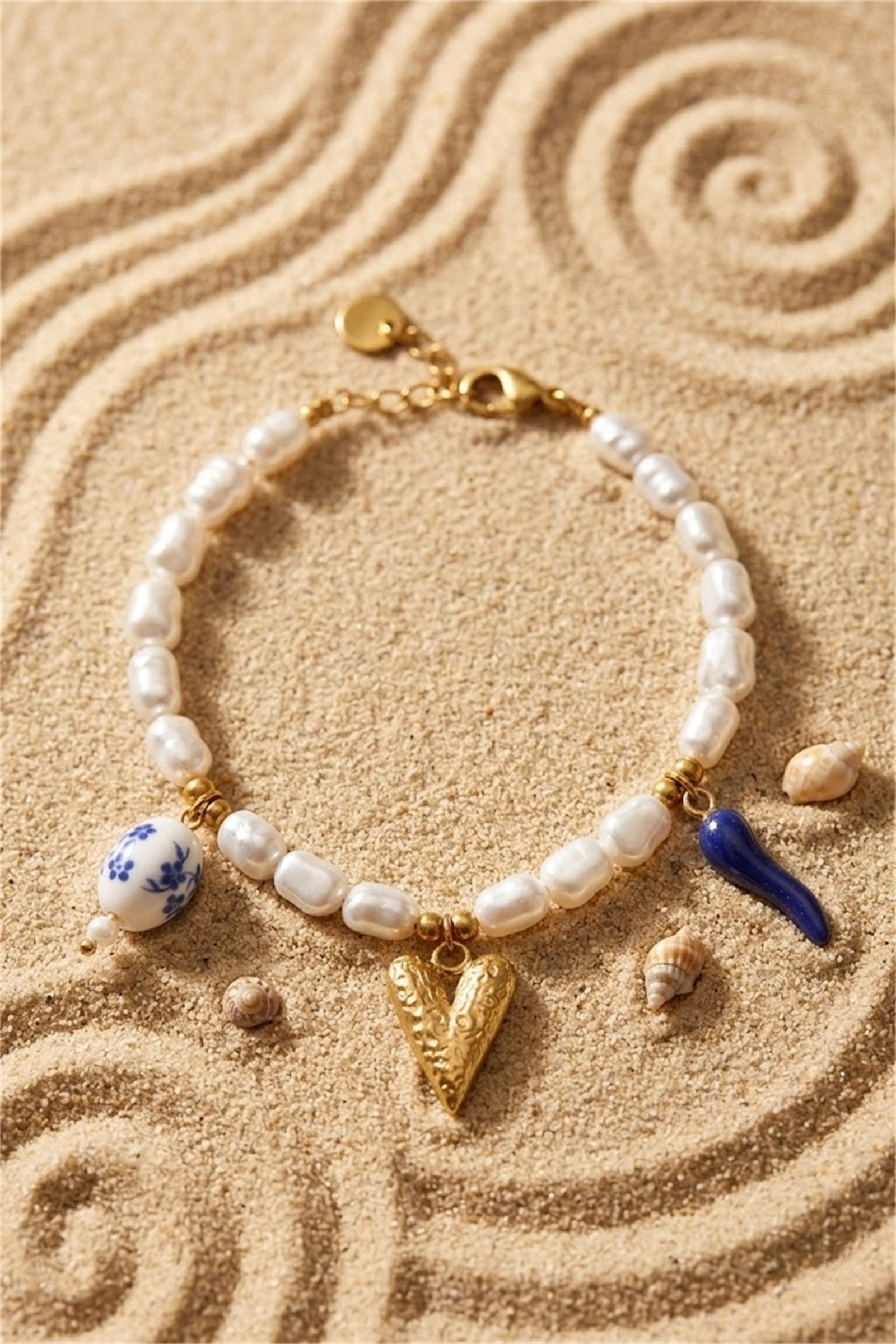 Mayorista Bellissima - Pulsera de Perlas con Charm de Corazón – Acero Inoxidable Dorado