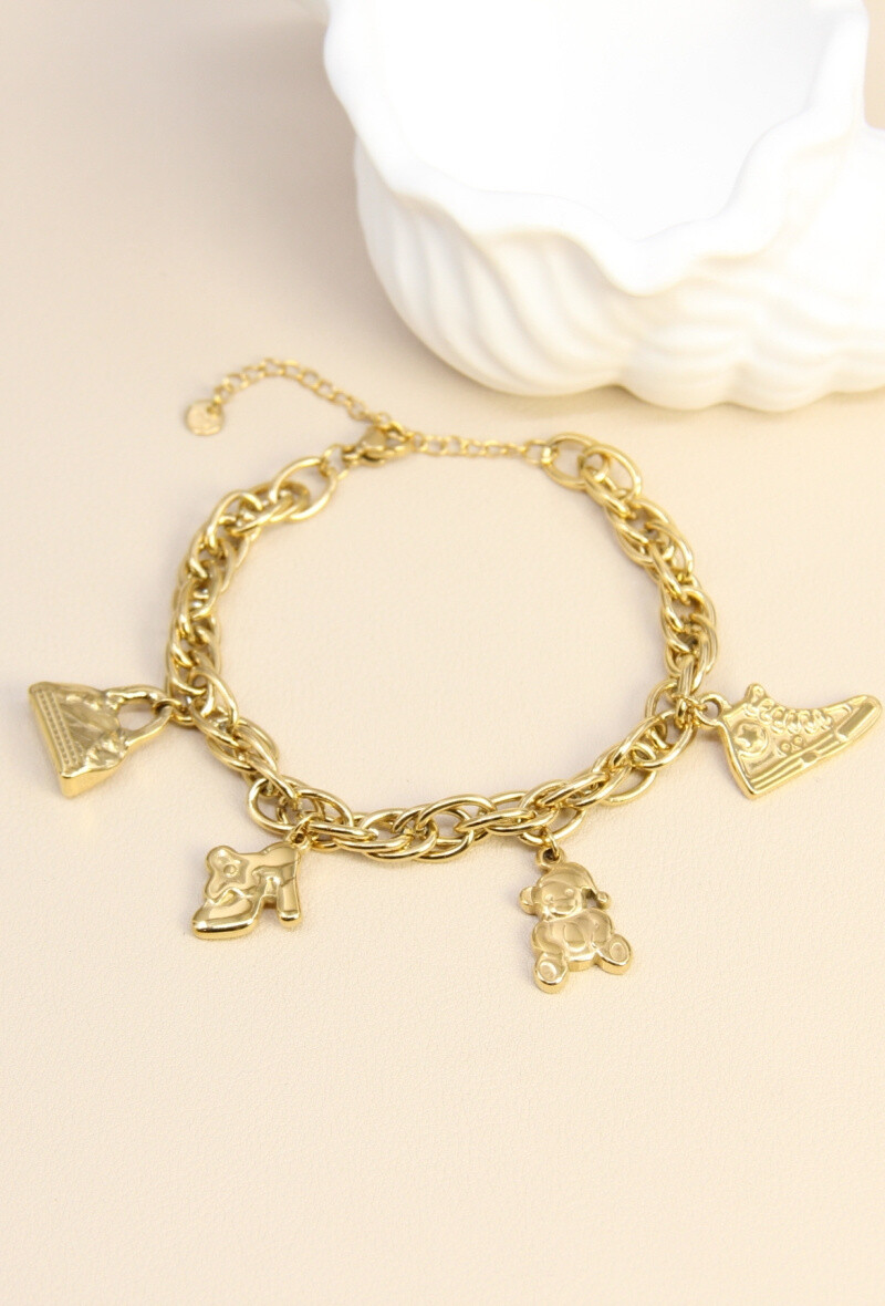 Grossiste Bellissima - Bracelet Orné de Breloques en Acier Inoxydable – Charme Unique