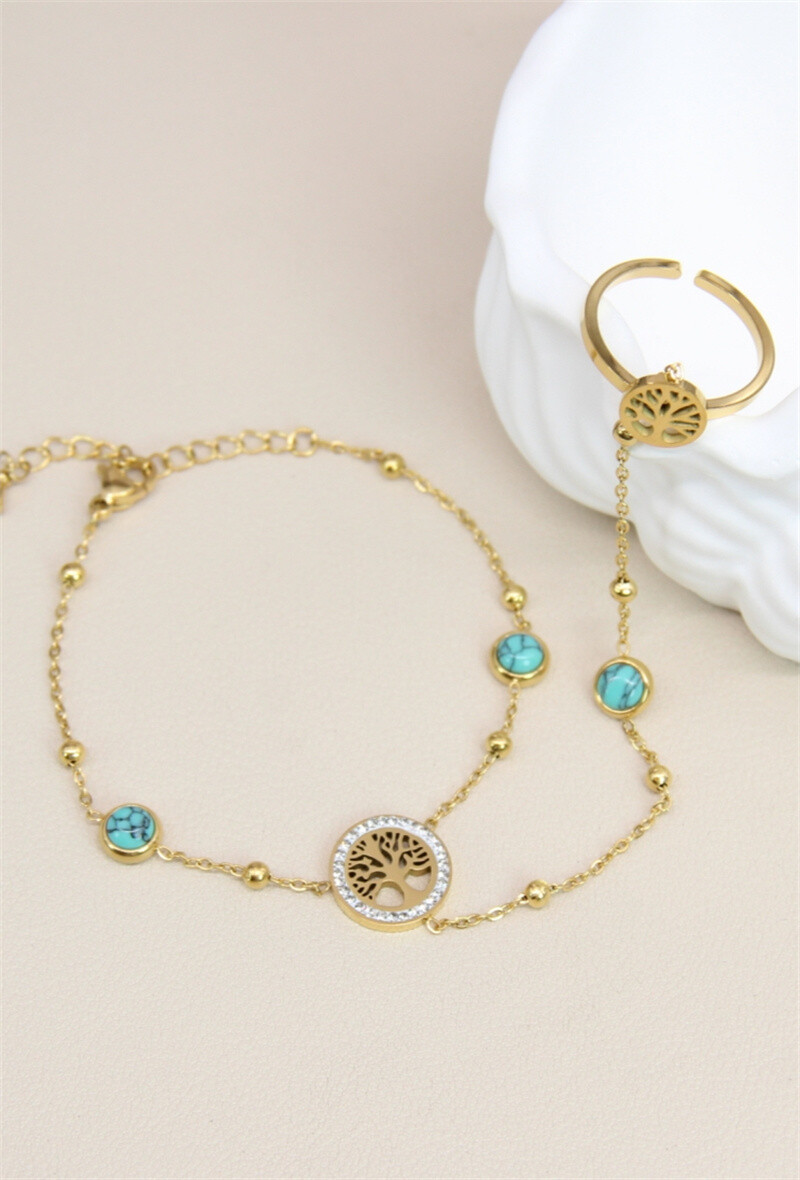 Grossiste Bellissima - Bracelet Bague Trèfle Nacré – Élégance Porte-Bonheur