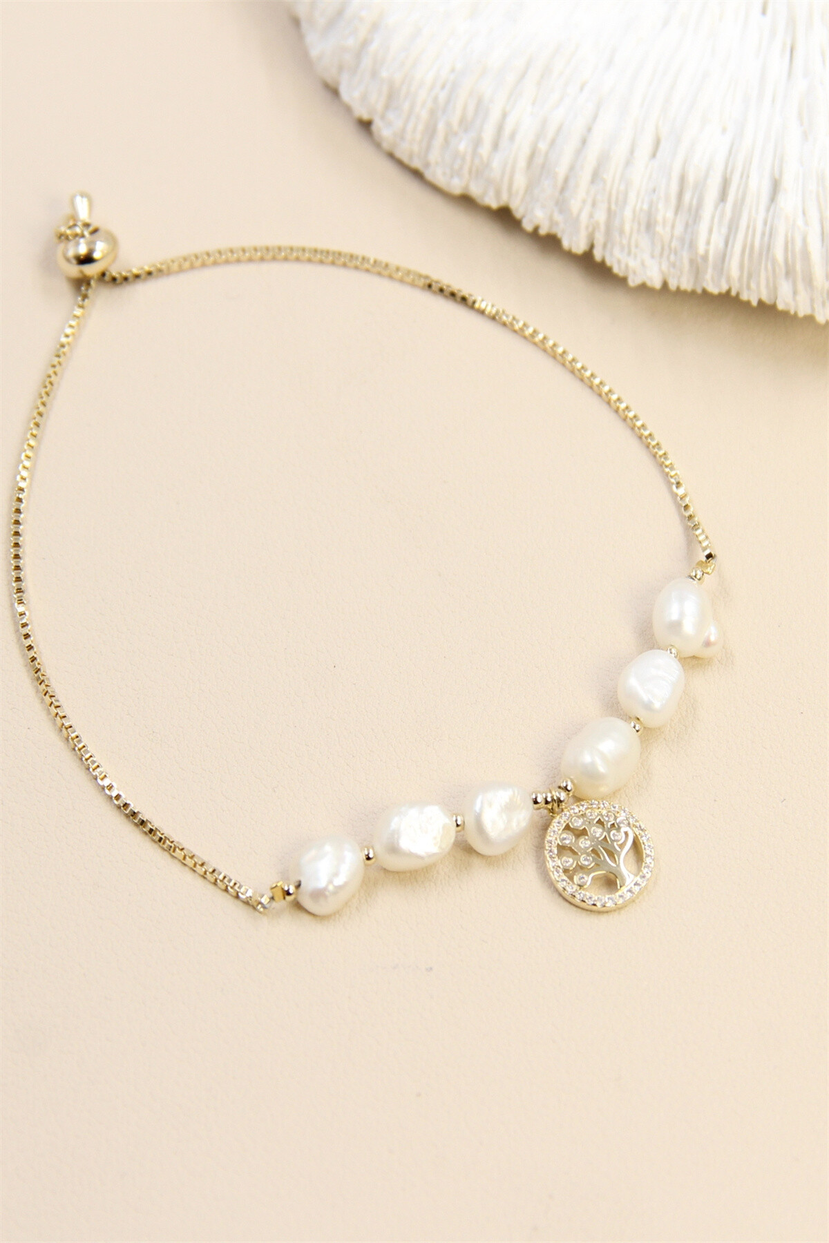 Grossiste Bellissima - Bracelet Arbre de Vie Perle de Culture Coulissant Hypoallergénique