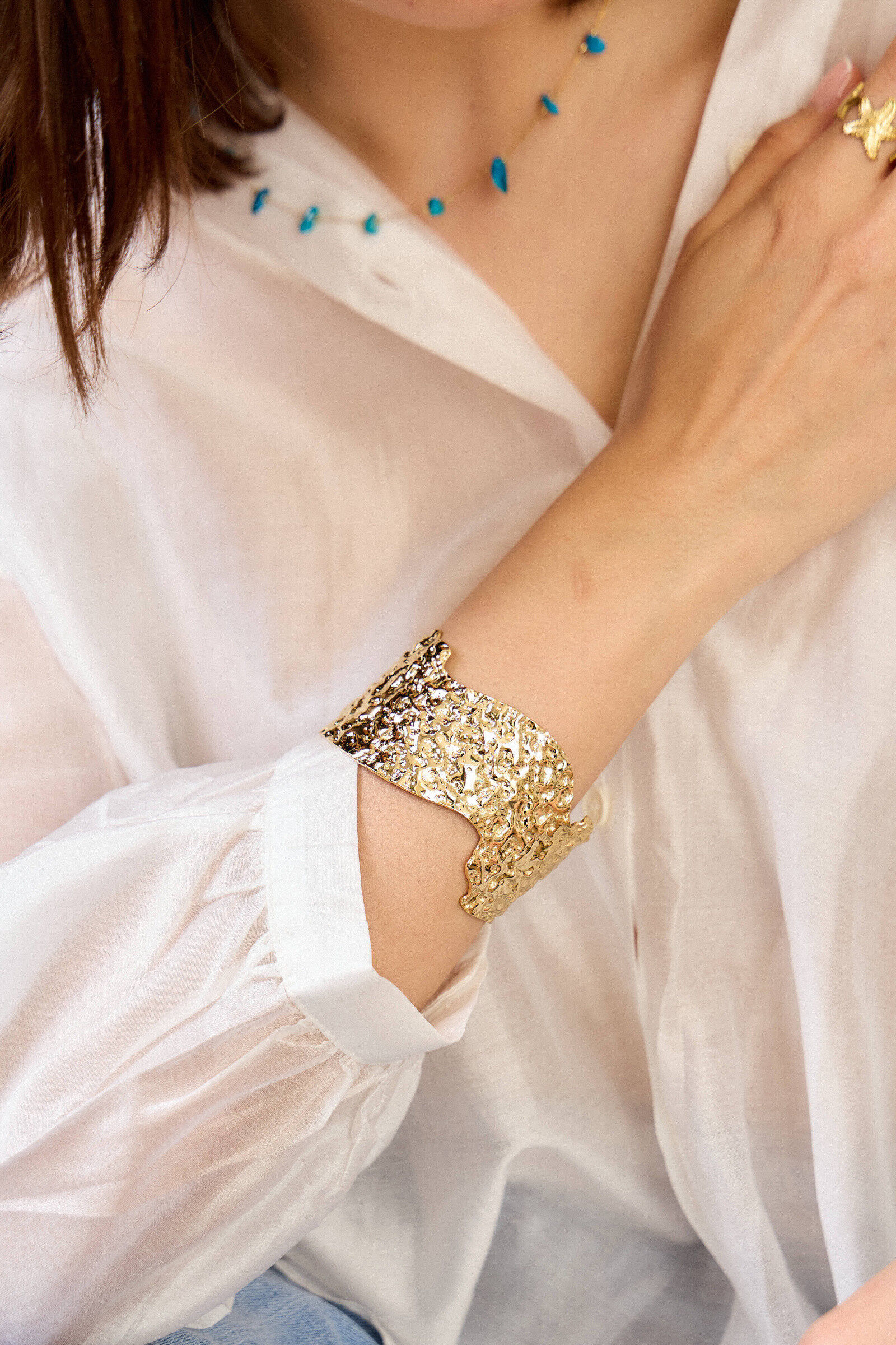 Grossiste Bellissima - Bracelet Matelet en Acier Inoxydable : Sophistication Martelée