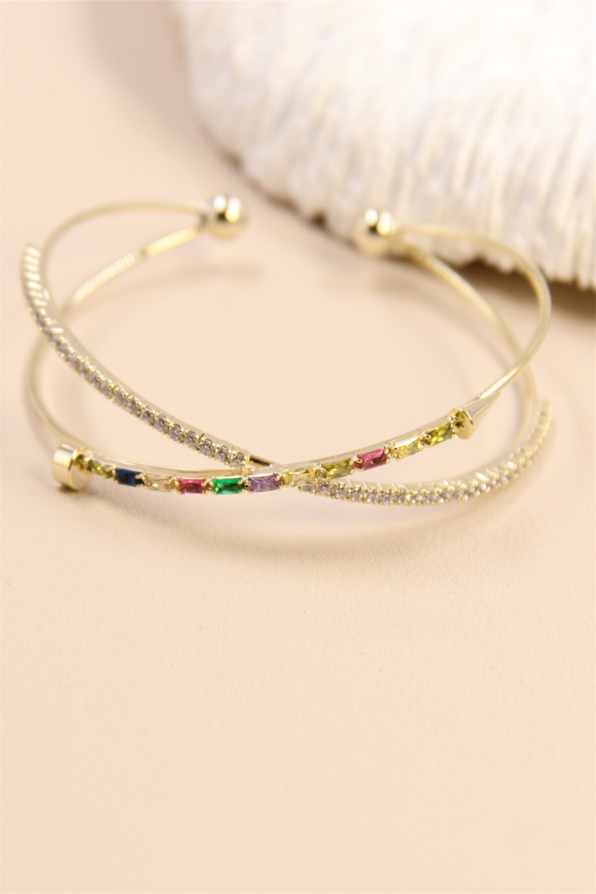 Grossiste Bellissima - Bracelet Jonc Clou Ajustable Strass Hypoallergénique