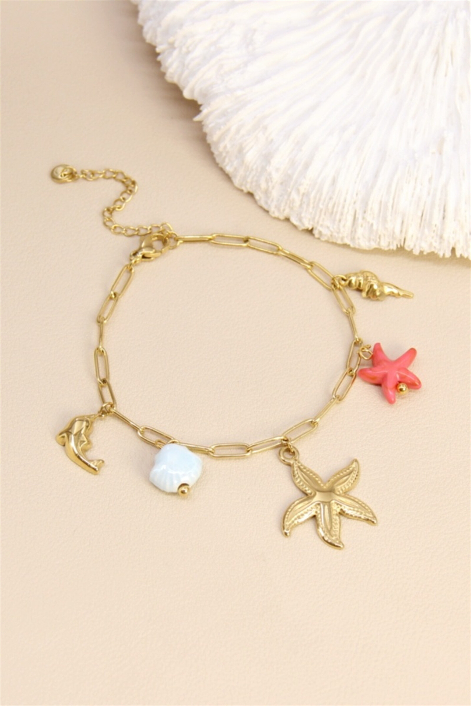 Grossiste Bellissima - Bracelet chaîne charms marins – Acier inoxydable