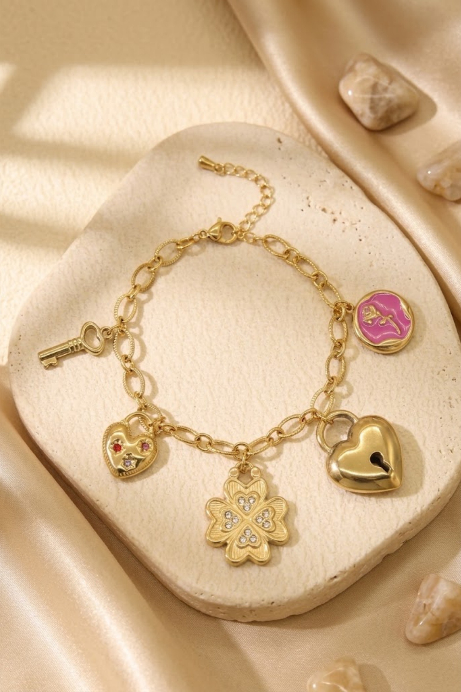 Großhändler Bellissima - Charm-Armband mit Herzschloss aus Edelstahl