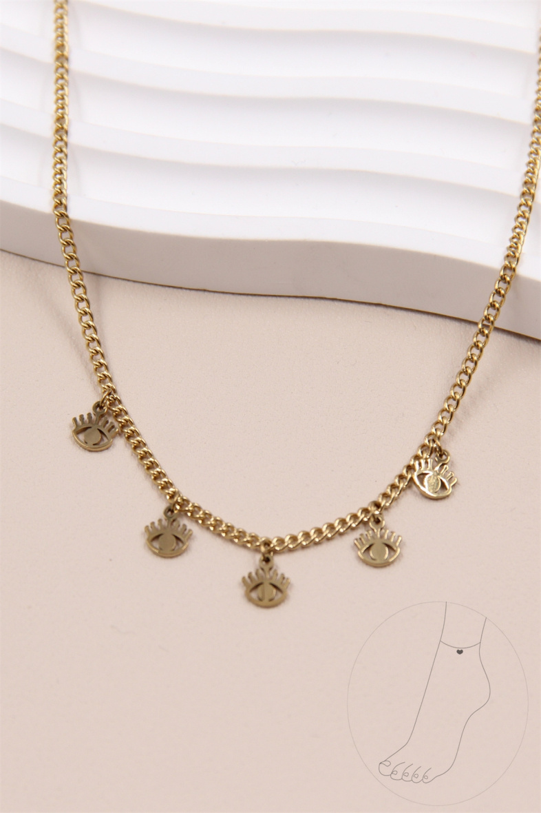 Wholesaler Bellissima - Shiny stainless steel eye anklet