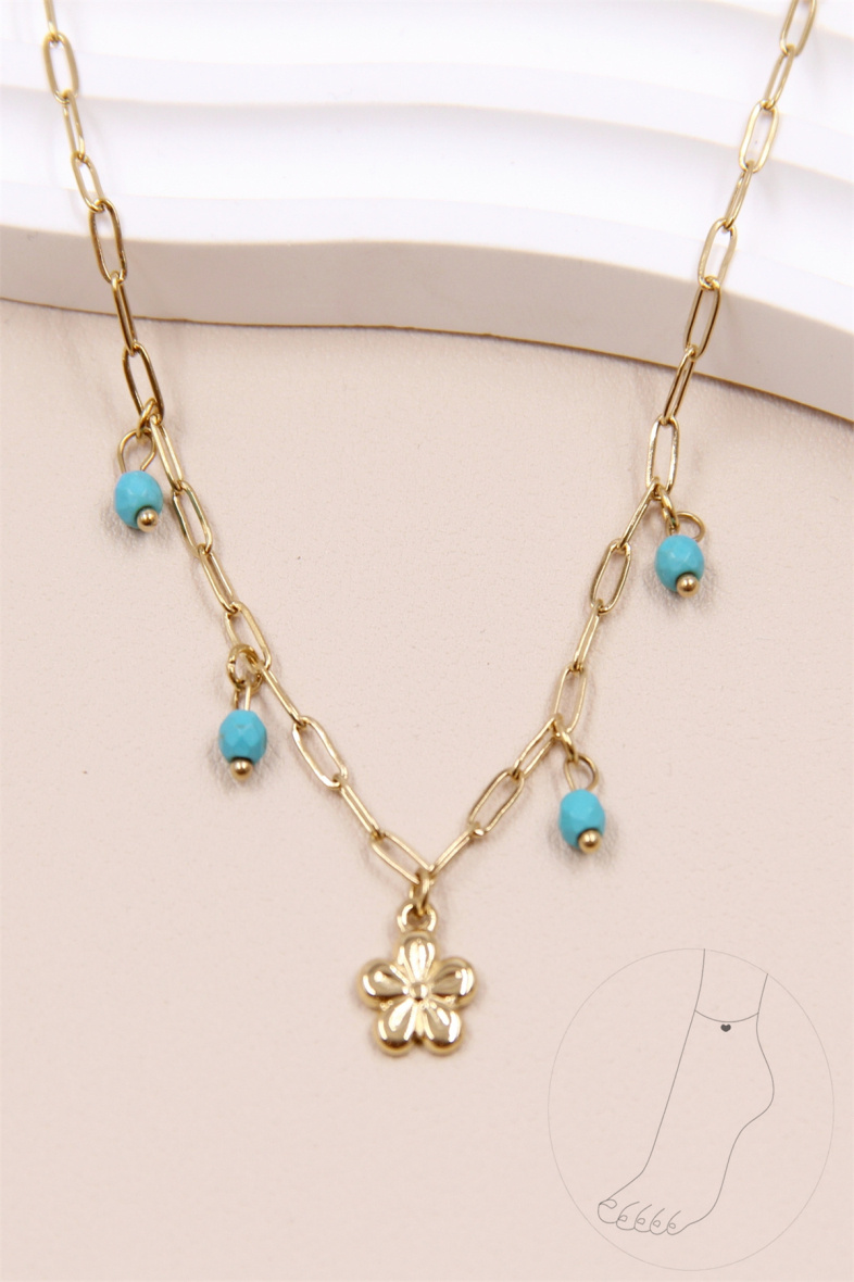 Wholesaler Bellissima - Shiny pearl flower anklet in stainless steel