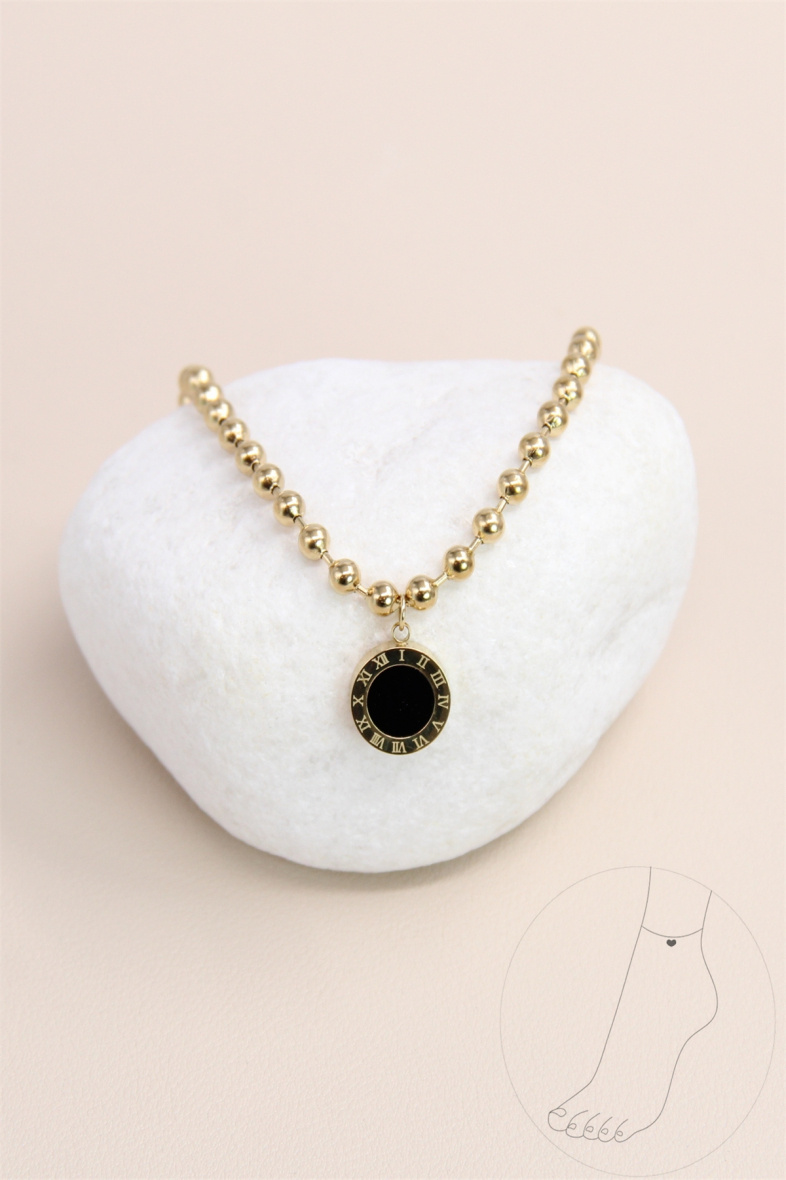 Grossiste Bellissima - Chaîne cheville pendentif double face lustré en acier inoxydable