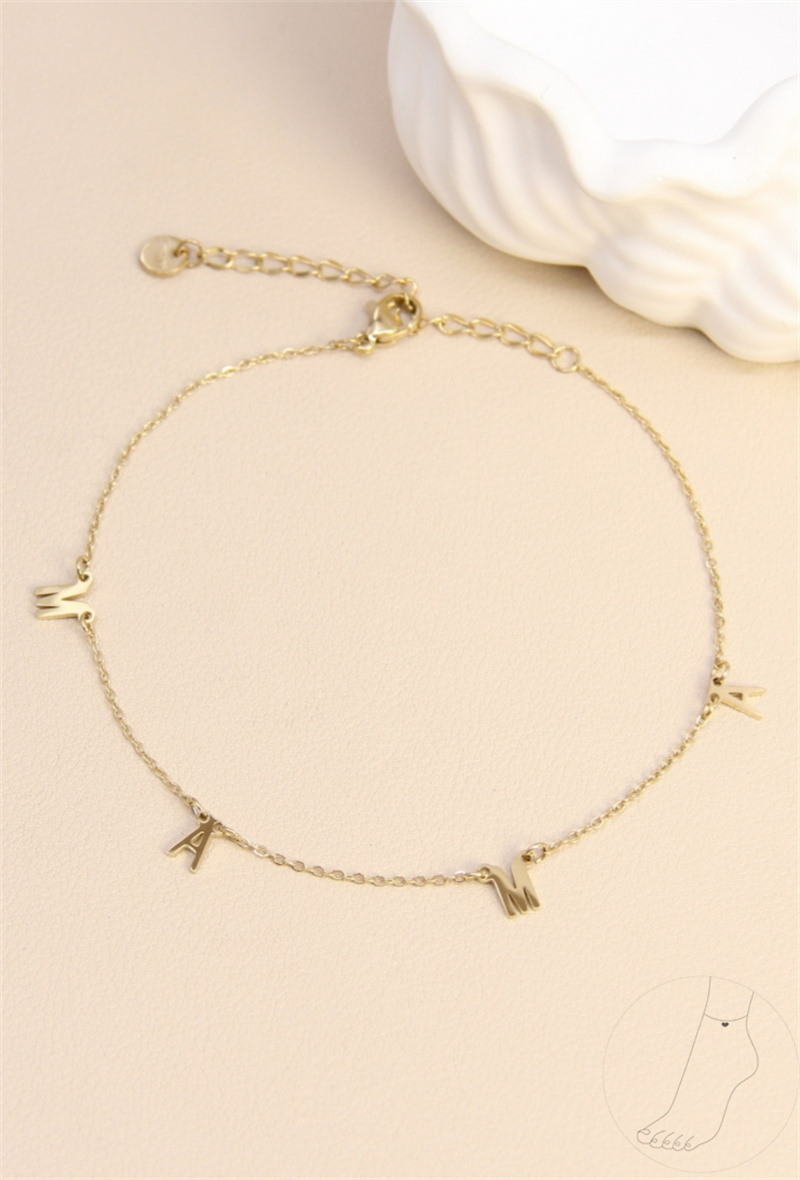 Mayorista Bellissima - Cadena de tobillo "Mama" - elegancia sentimental de acero inoxidable