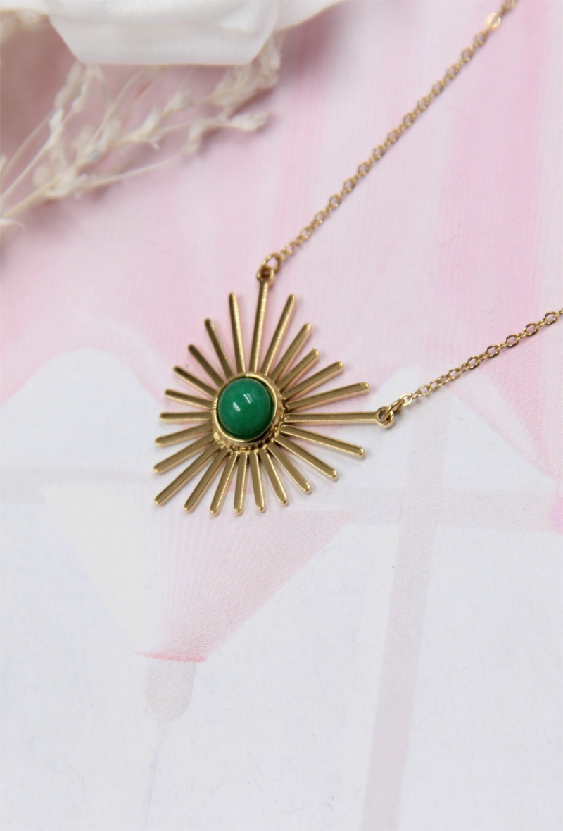 Mayorista Bellissima - Collar de piedra de corazón de acero inoxidable