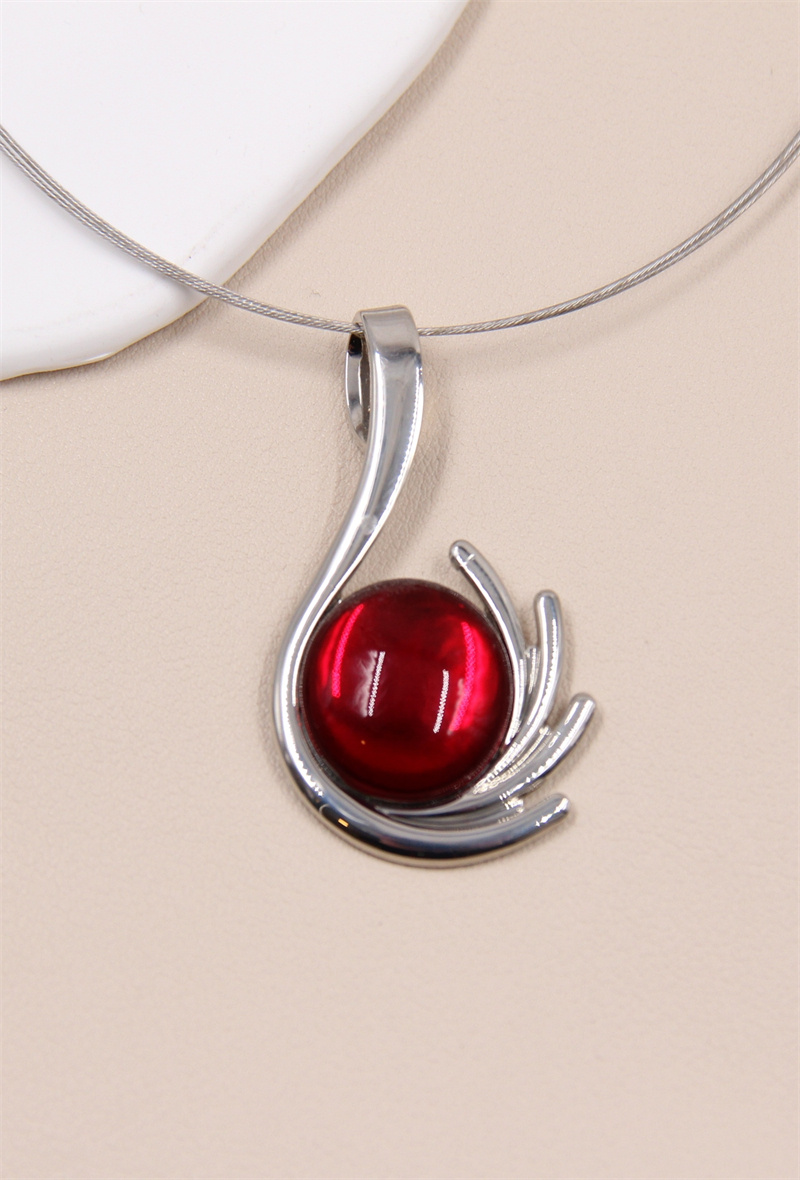 Mayorista Bellissima - Collar de cable de acero inoxidable con colgante de cristal en metal rodiado