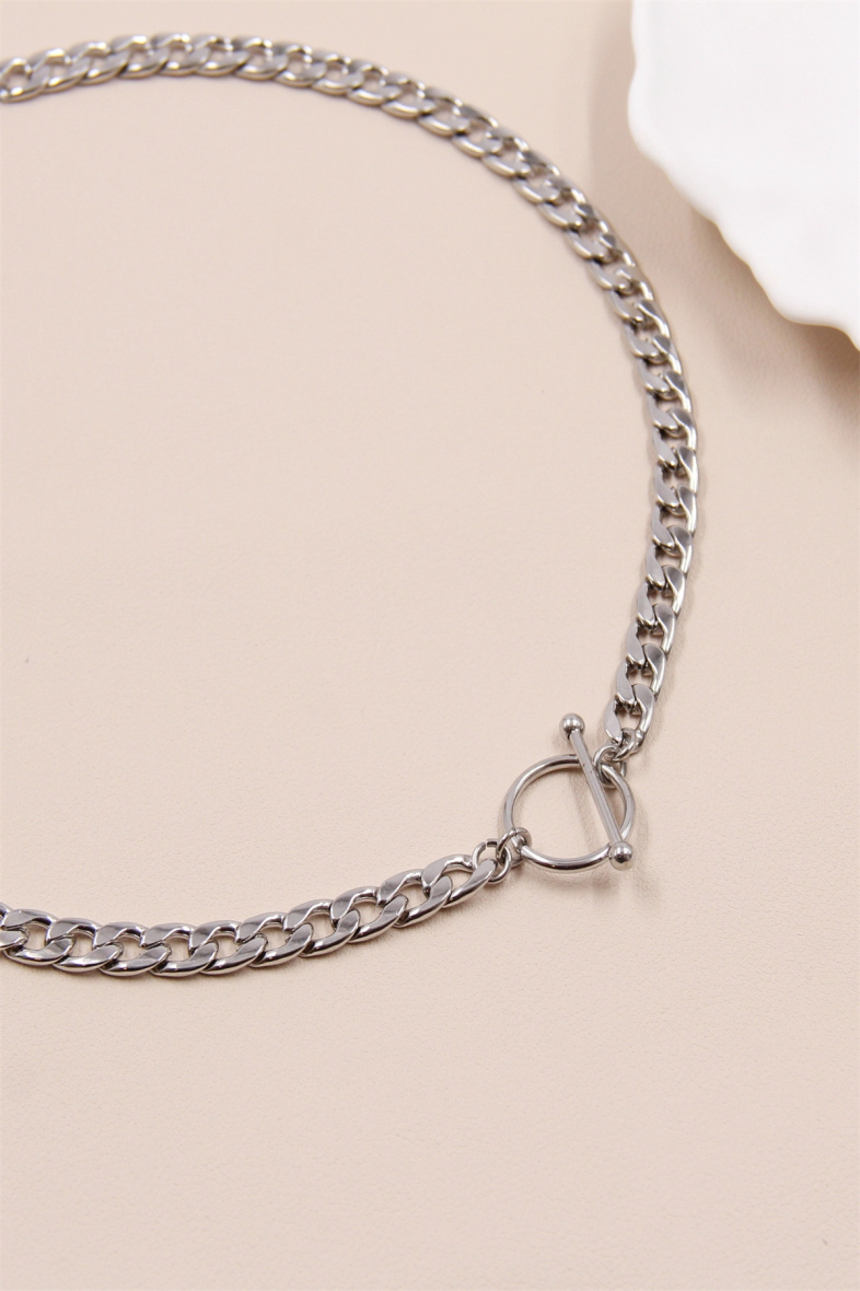 Mayorista Bellissima - Collar grande de eslabones de acero inoxidable
