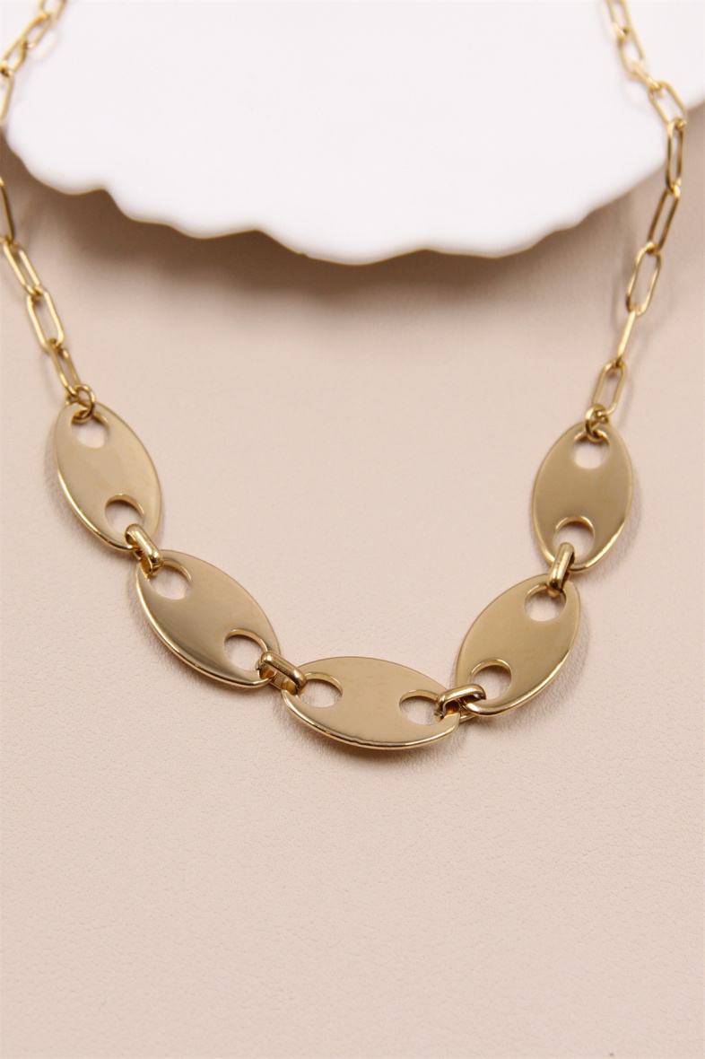 Mayorista Bellissima - Collar de granos de café de acero inoxidable.