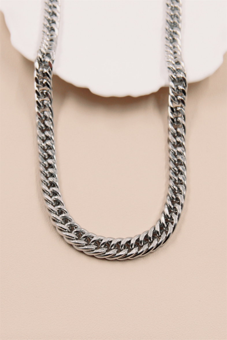 Mayorista Bellissima - Collar grande de malla de acero inoxidable