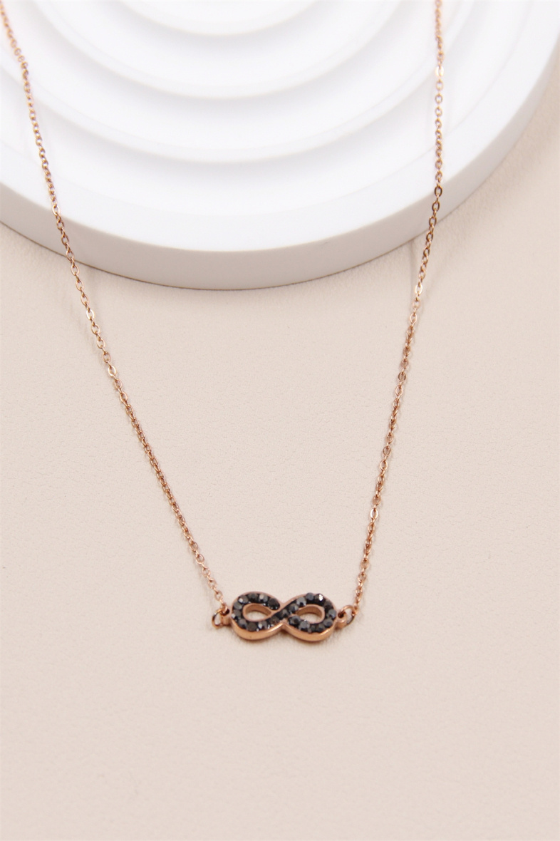 Mayorista Bellissima - Collar infinito adornado con pedrería en acero inoxidable.