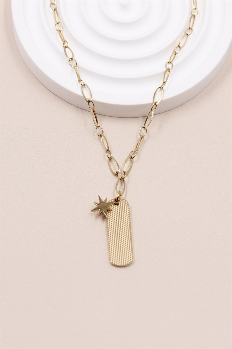 Grossista Bellissima - Collana con ciondolo a forma di stella e catena a maglia larga in acciaio inossidabile