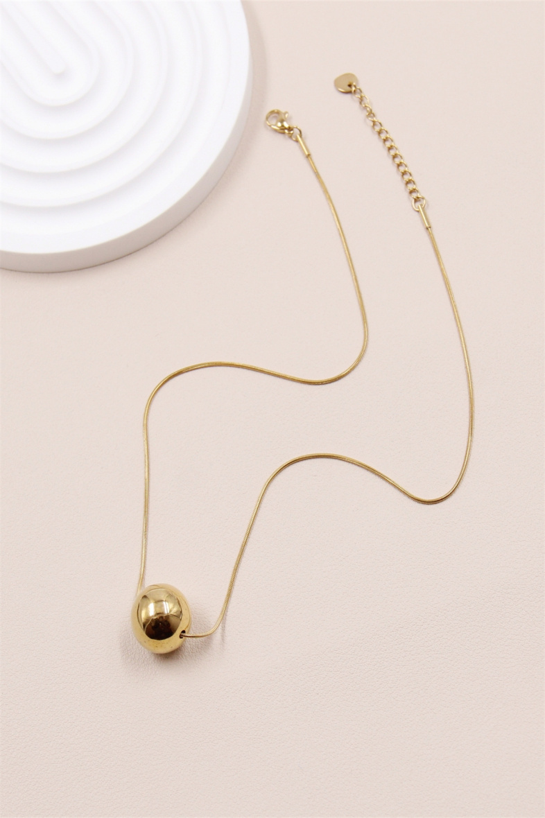Grossiste Bellissima - Collier grosse perle en acier inoxydable