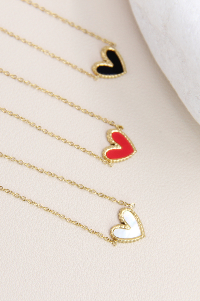 Mayorista Bellissima - Collar de corazón esmaltado en acero inoxidable