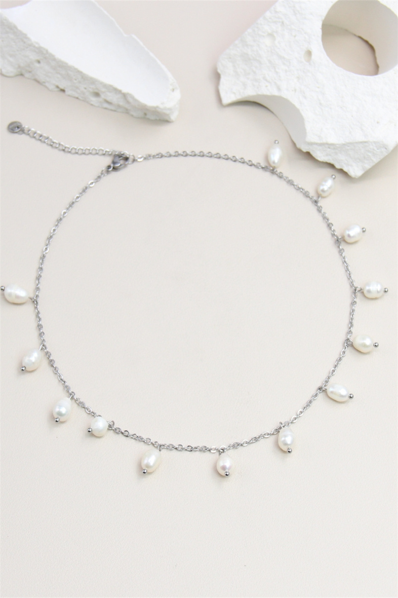 Grossiste Bellissima - Collier orné de perle de culture en acier inoxydable