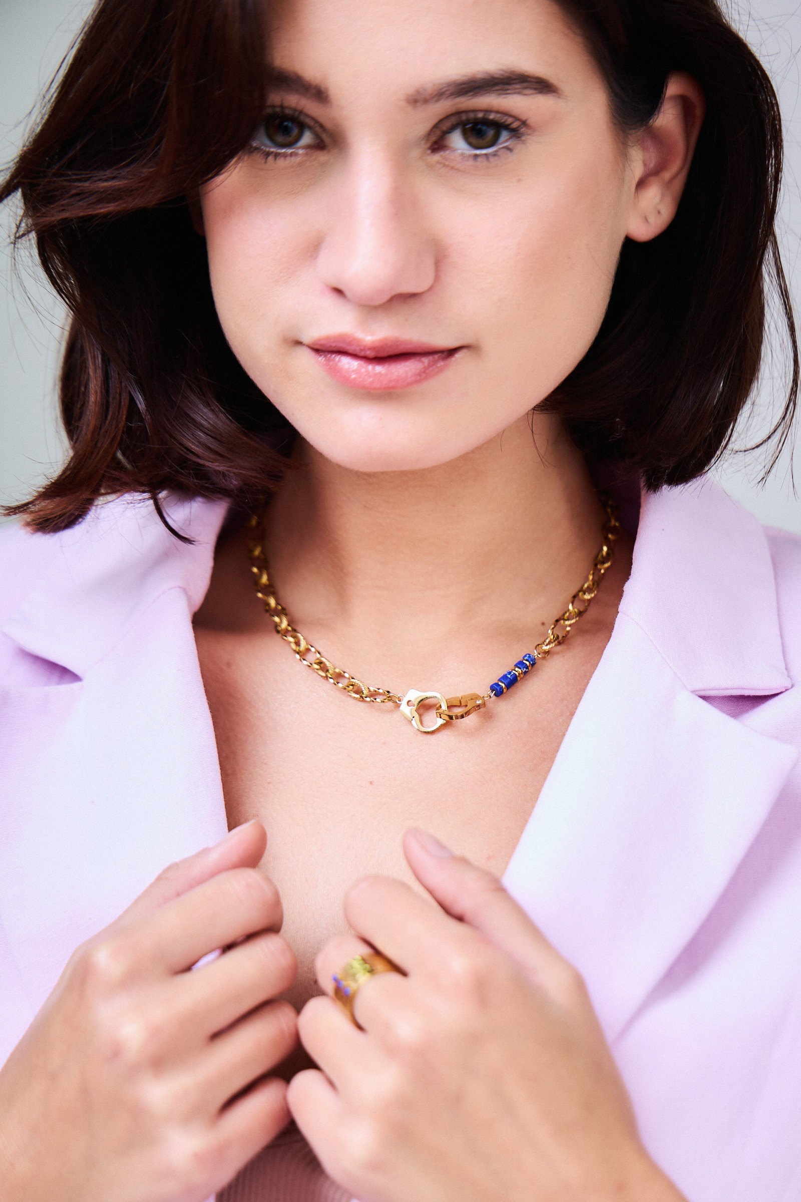 Grossiste Bellissima - Collier menotte orné de pierre en acier inoxydable