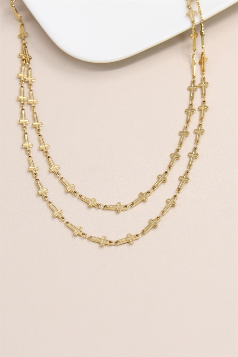Grossiste Bellissima - Collier en Acier Inoxydable avec Motif Croix