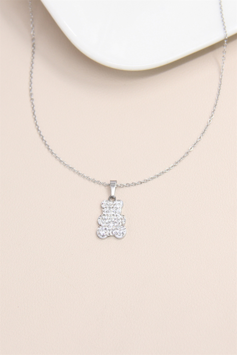 Grossiste Bellissima - Collier Nounours Orné de Strass en acier inoxydable