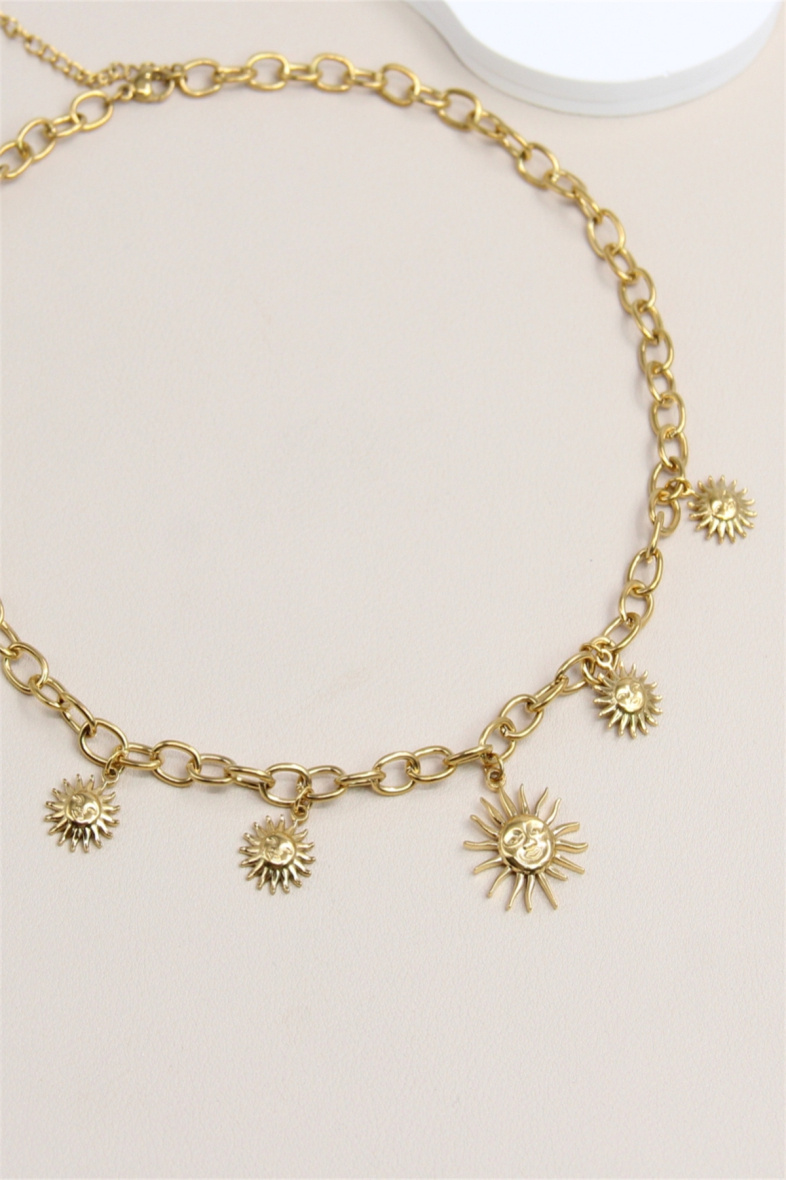 Wholesaler Bellissima - Stainless Steel Sun Charm Necklace