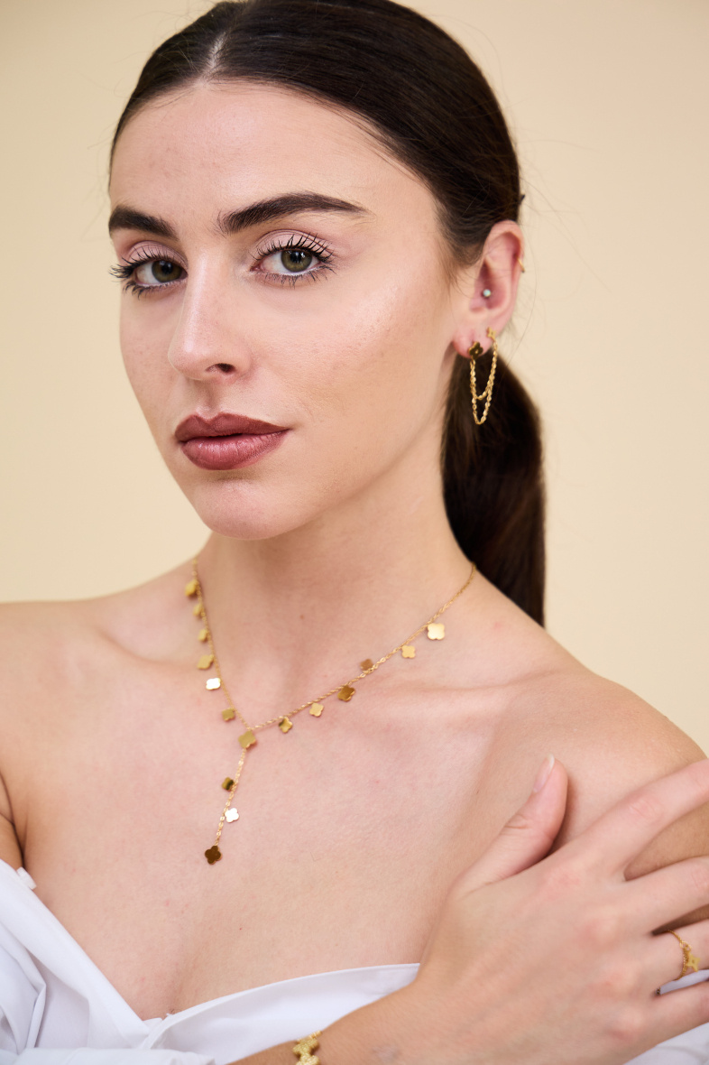 Grossiste Bellissima - Collier Trèfle en Acier Inoxydable - Design Élégant en ‘Y’