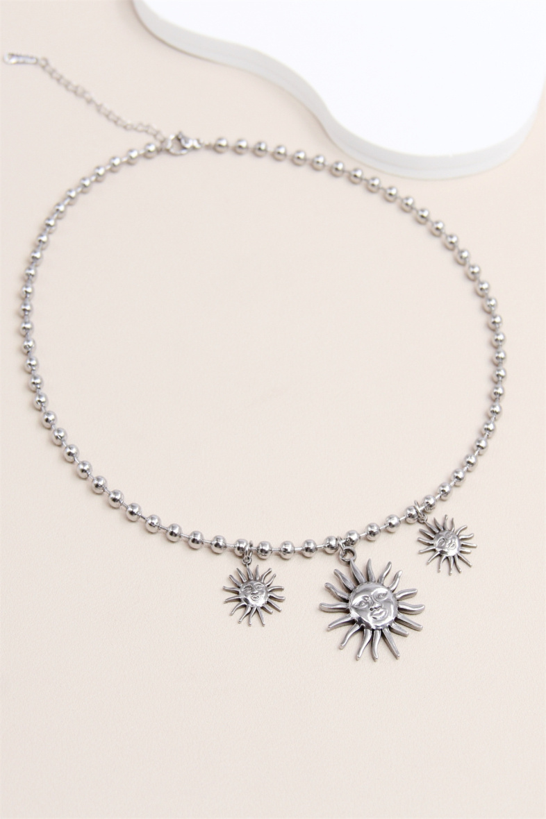 Grossista Bellissima - Collana con ciondolo a forma di sole in acciaio inossidabile - Luminosità e vitalità