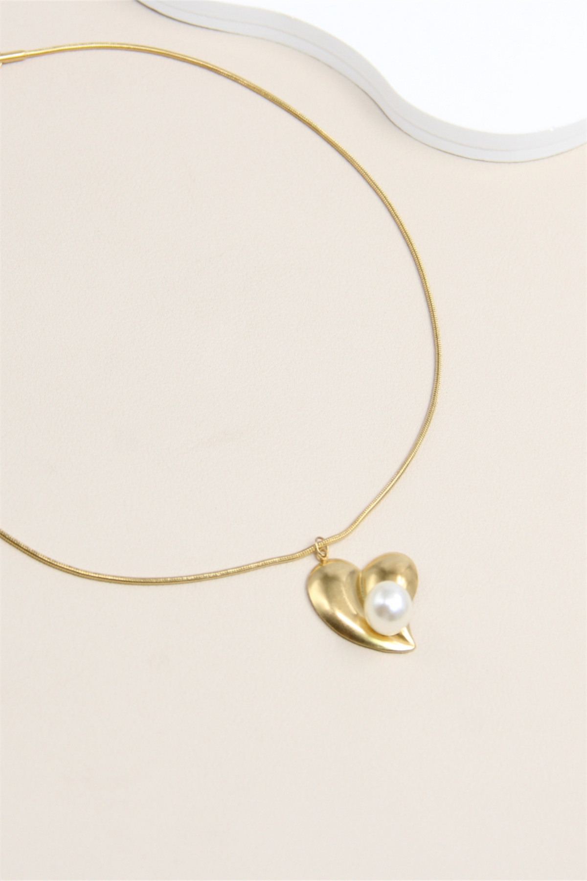 Grossiste Bellissima - Cœur Élégant - Collier en Acier Inoxydable avec Perle