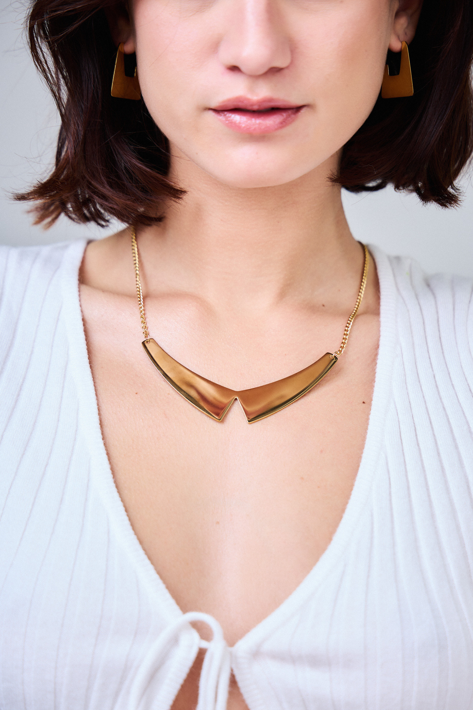 Grossiste Bellissima - Collier Géométrique en Acier Inoxydable - Un Bijou Moderne et Élégant