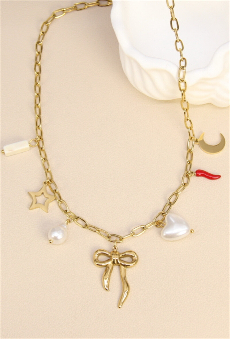 Grossiste Bellissima - Collier Noeud Papillon en Acier Inoxydable – Élégance et Fantaisie