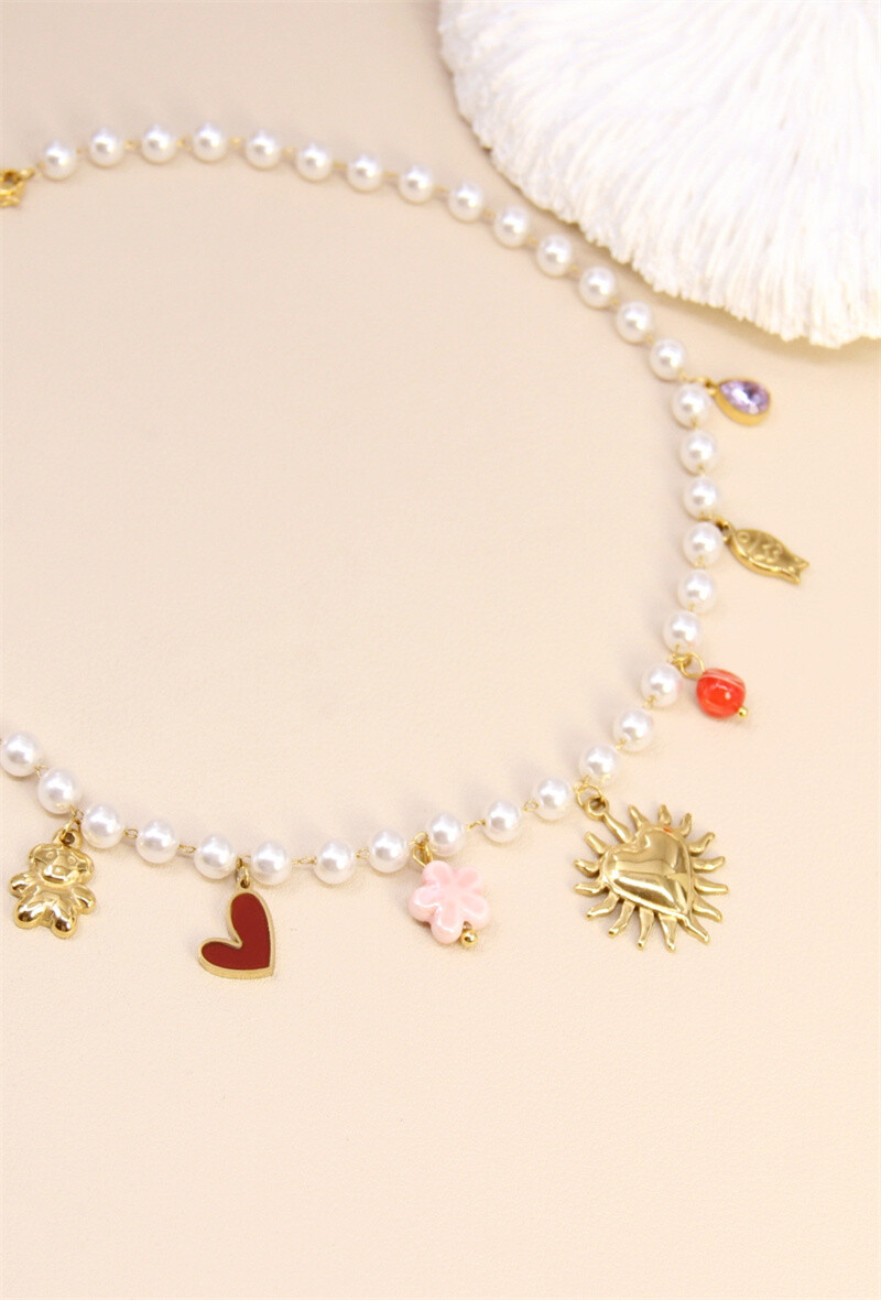 Mayorista Bellissima - Collar Corazón Sol - Perlas y Amuletos Eclécticos