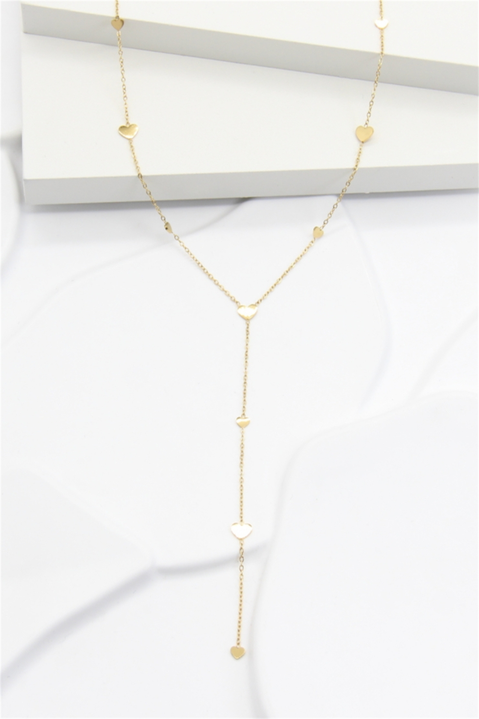 Grossiste Bellissima - Collier Y cœur doré – acier inoxydable
