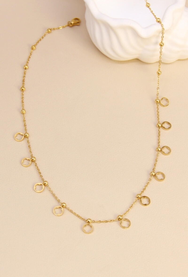 Grossiste Bellissima - Collier acier inoxydable – pampilles cercles ajourés élégants