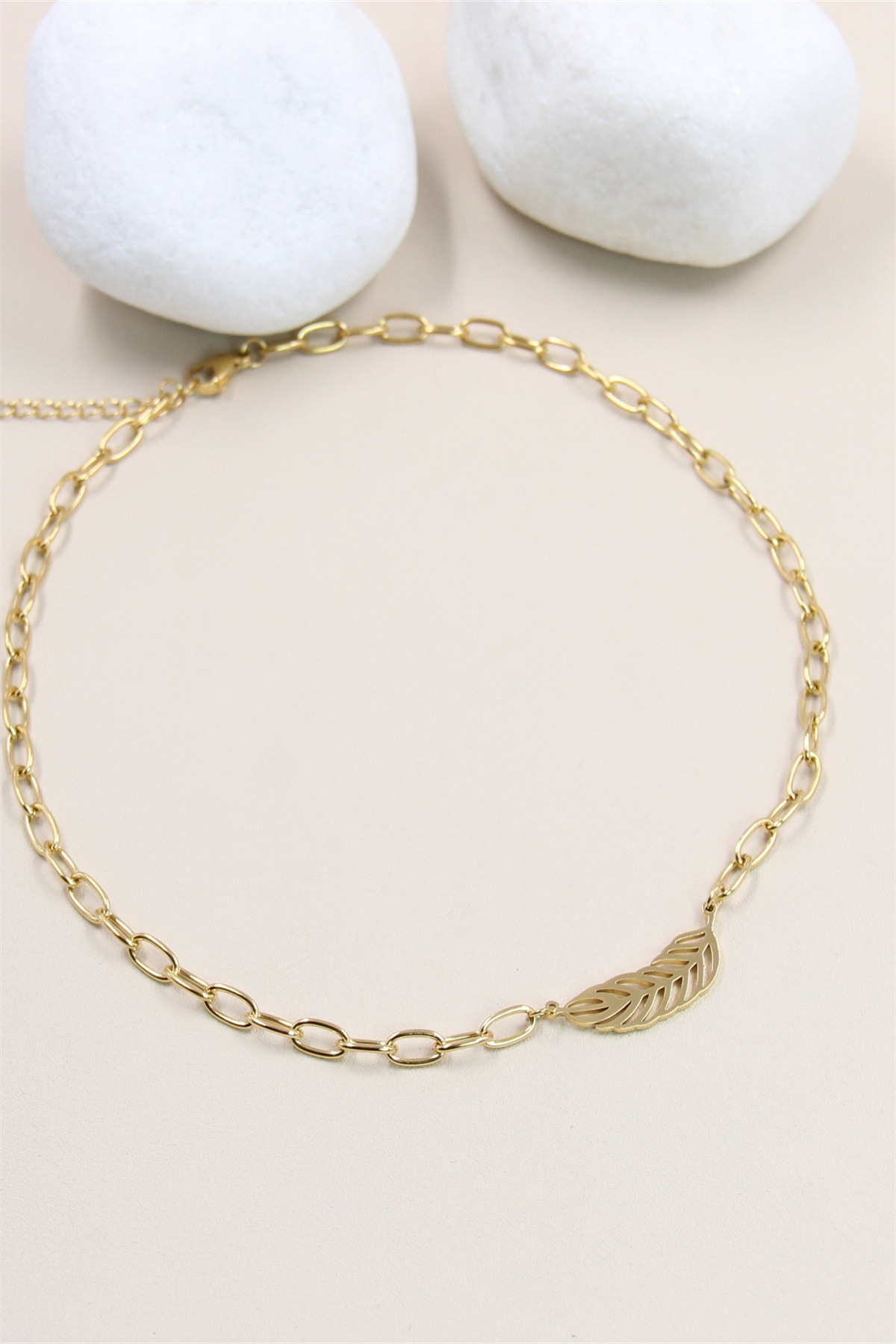 Grossiste Bellissima - Collier Feuille en Acier Inoxydable - Nature et Élégance