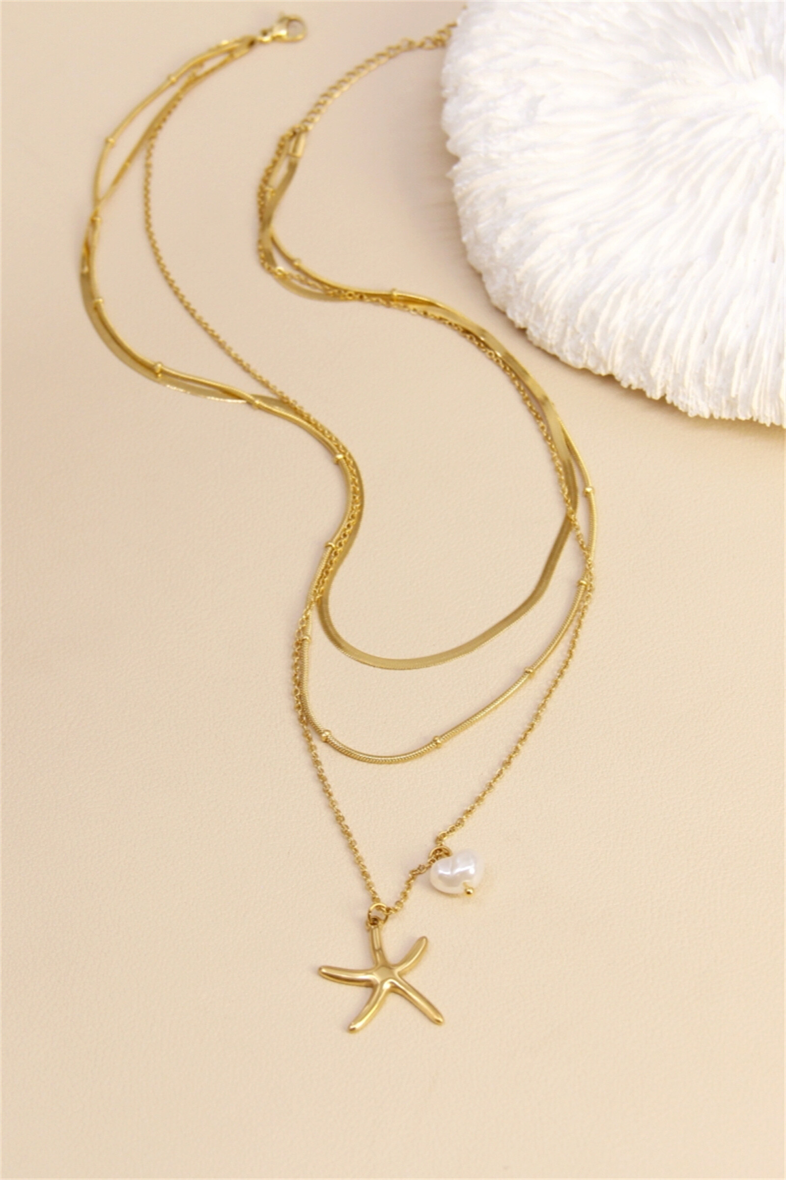 Grossiste Bellissima - Collier multi-rangs étoile & perle – Esprit bord de mer chic