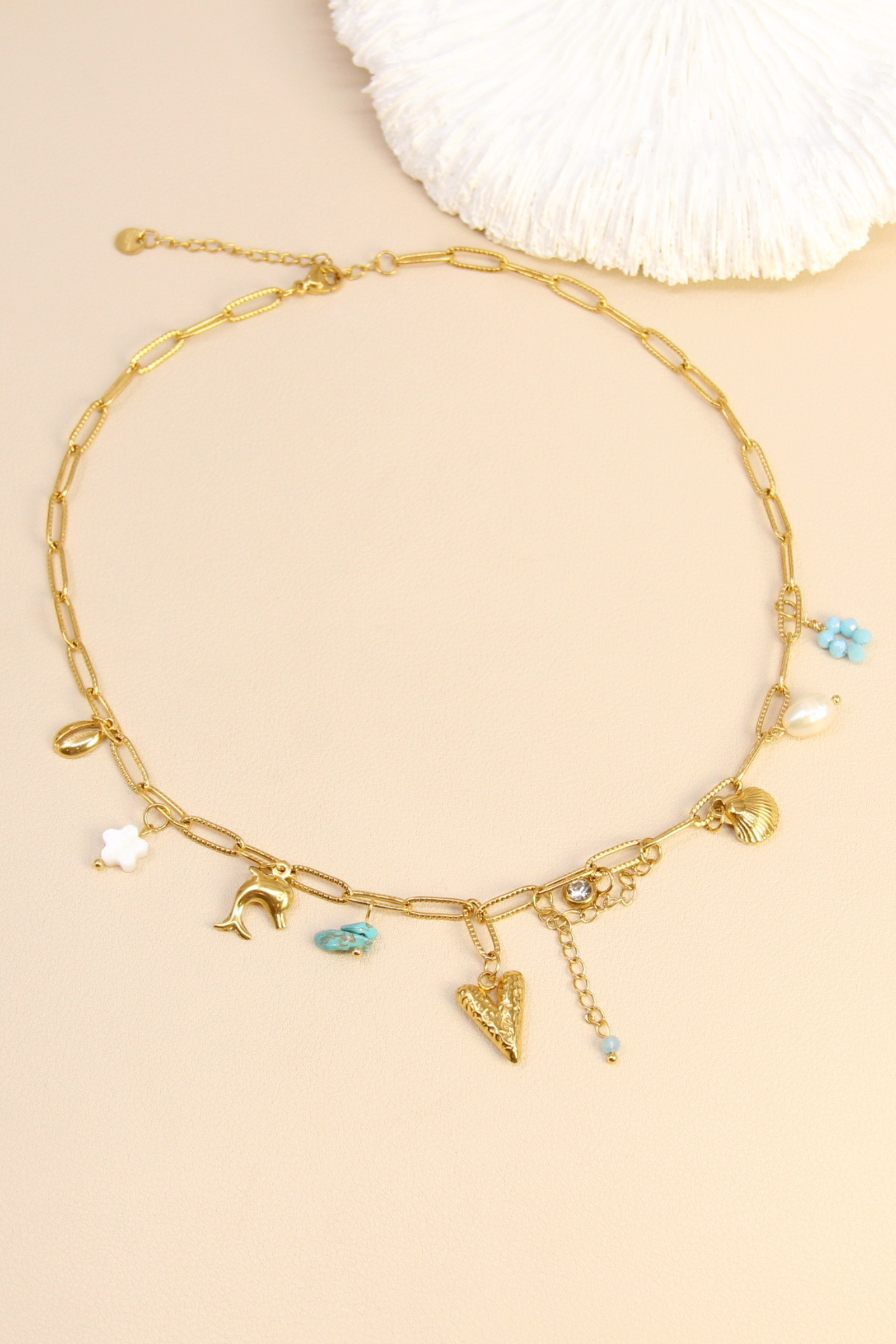 Grossiste Bellissima - Collier en acier inoxydable – maillons stylés & pampilles symboliques