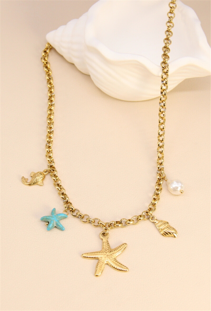Grossiste Bellissima - Collier Étoile de Mer à Breloque Acier Inoxydable