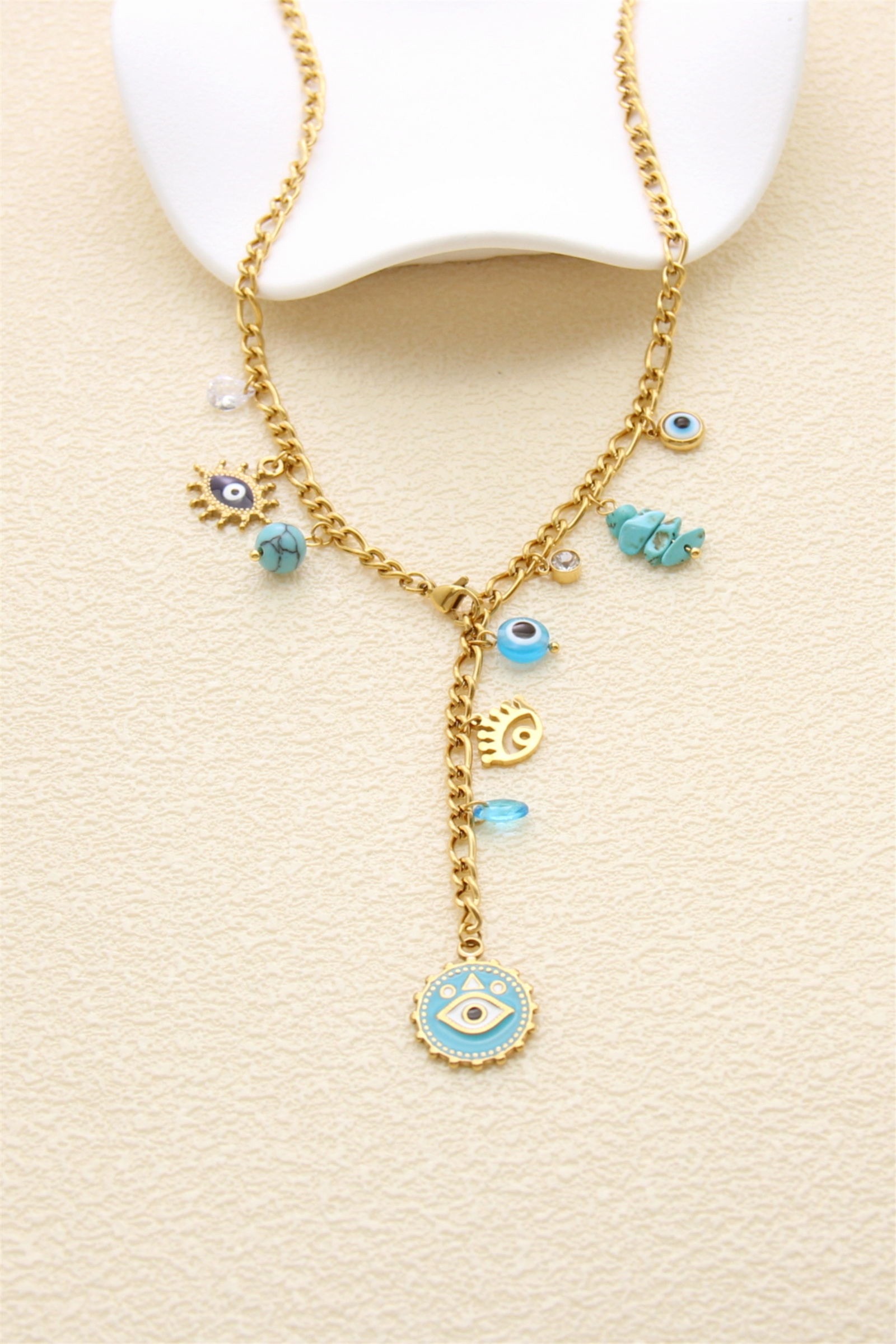 Grossiste Bellissima - Collier Croix et Médailles Dorées – Acier Inoxydable