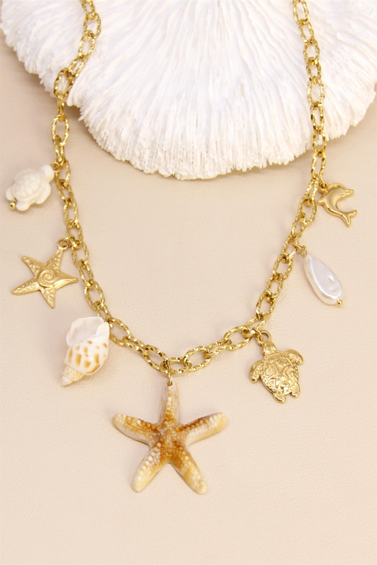 Grossiste Bellissima - Collier Fantaisie Charms Océan – Acier inoxydable