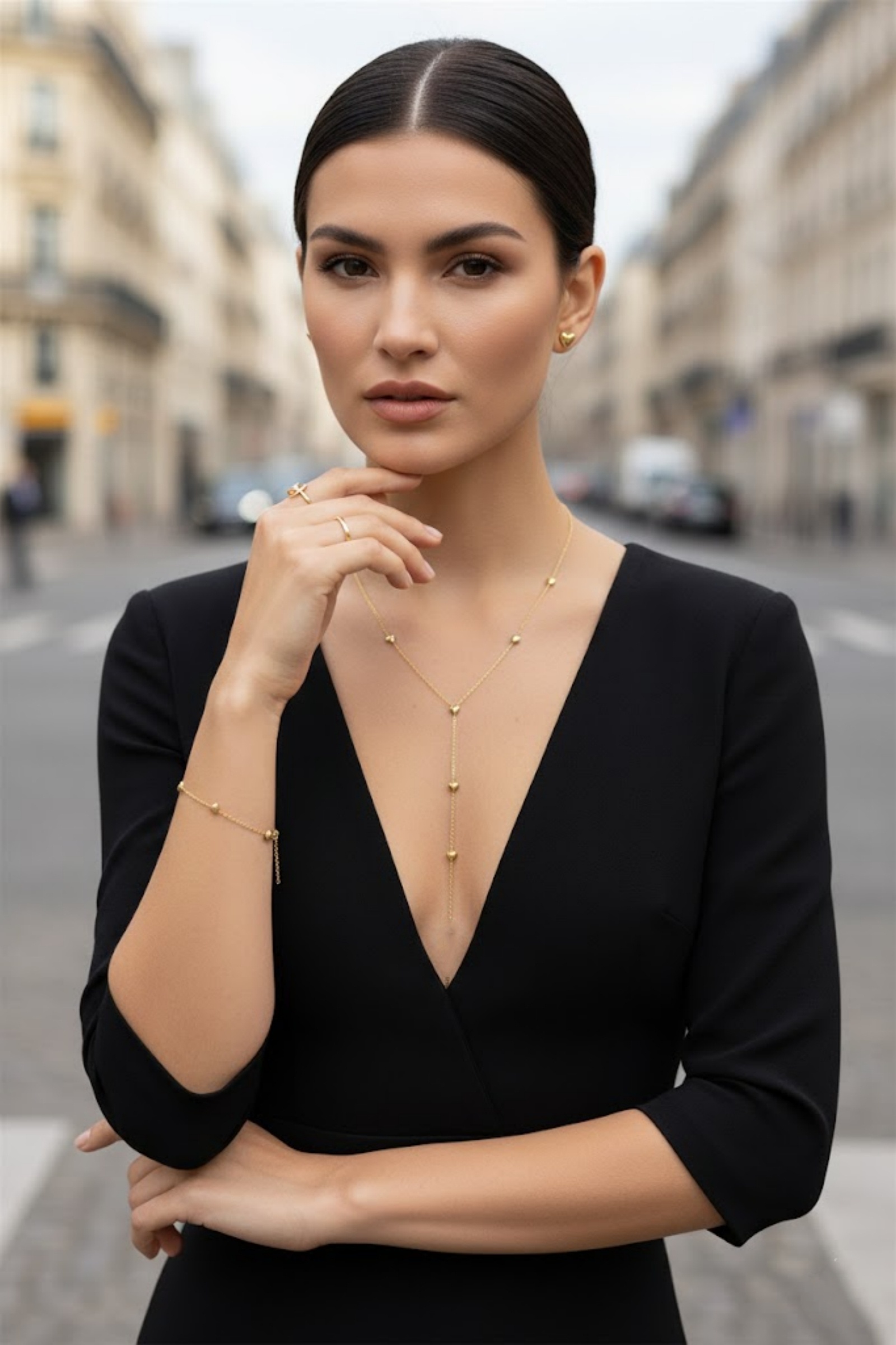 Mayorista Bellissima - Collar Y de corazón en acero inoxidable – Colgante de moda